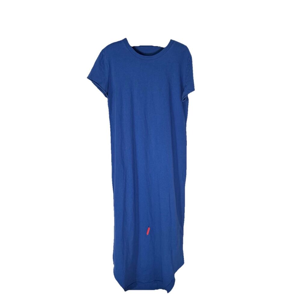 FRANK & EILEEN Harper Perfect Tee Dress Large Blue Coastal Beach Casual Nautical
